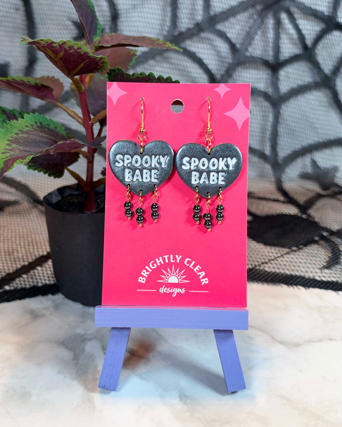 Spooky Babe Heart Earrings