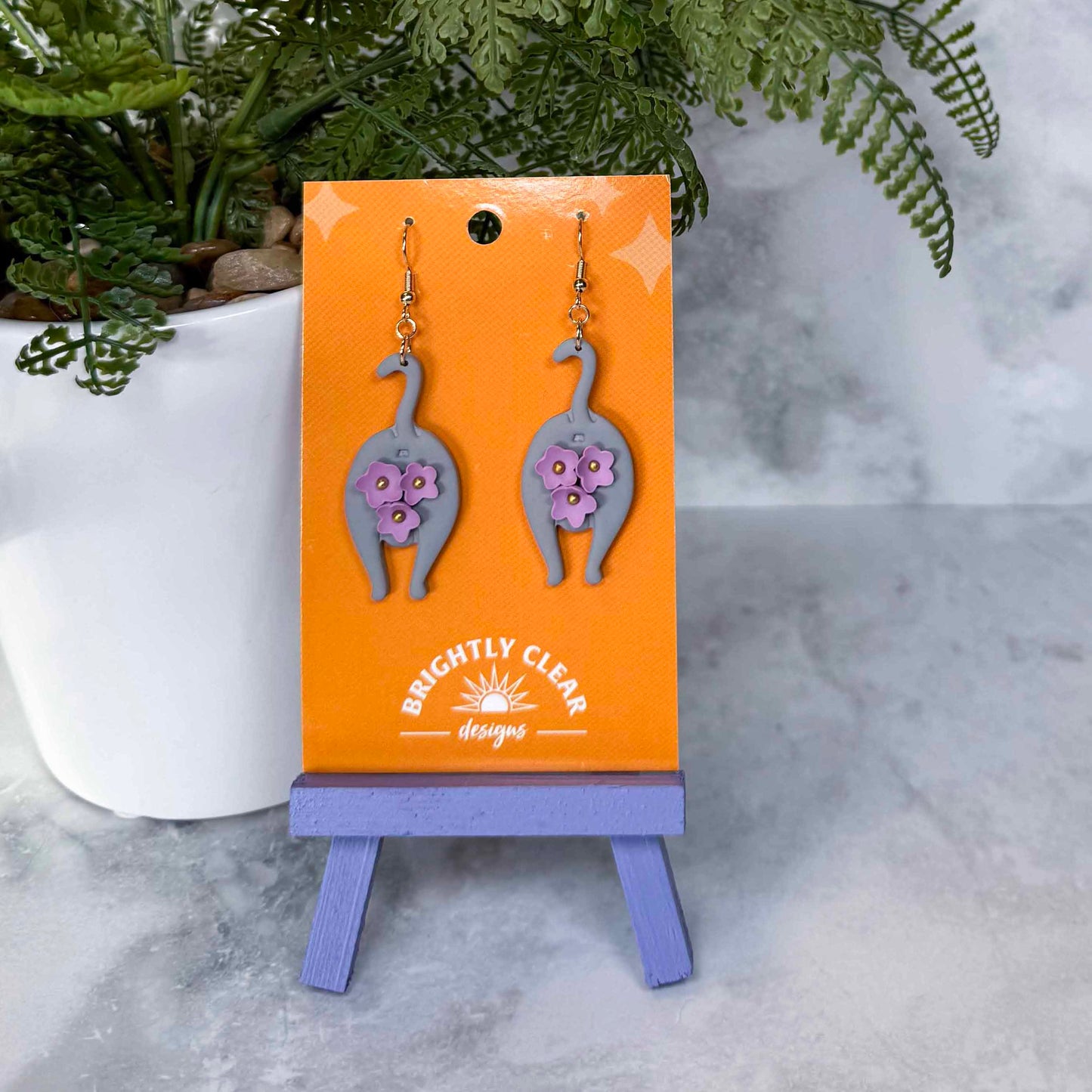 Cat Butt Floral Earrings