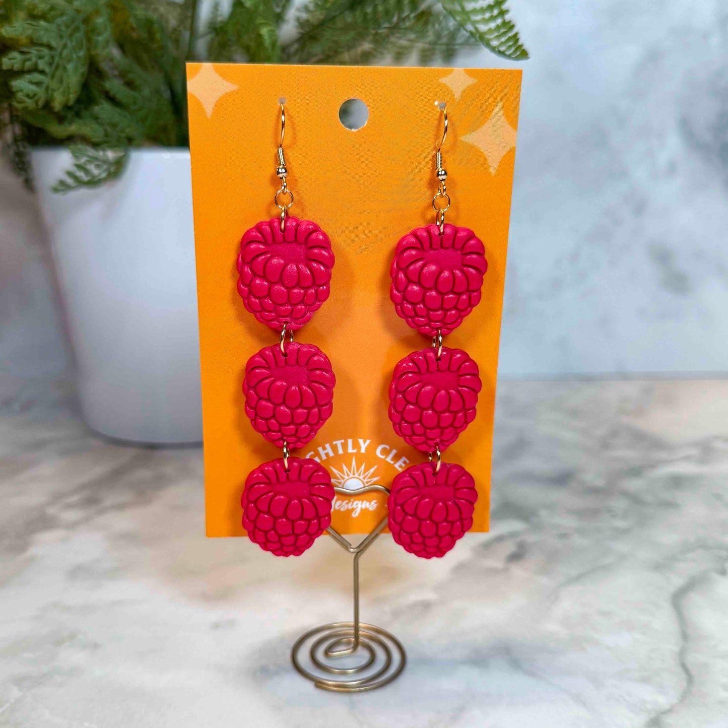 Raspberry String Earrings
