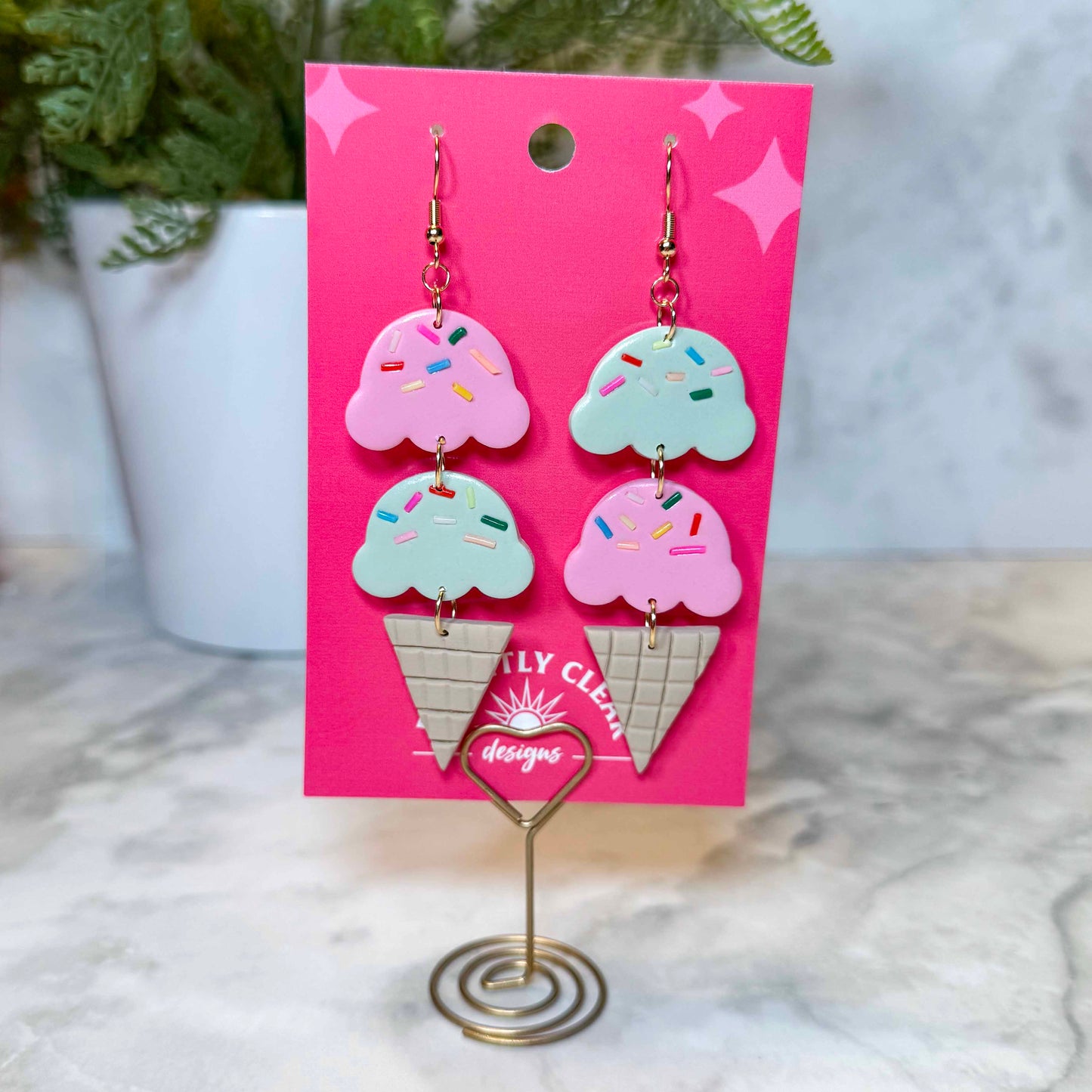 Pink & Mint Ice Cream Earrings