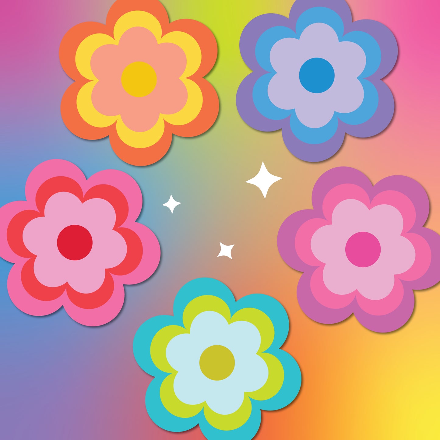 Groovy Flowers Sticker