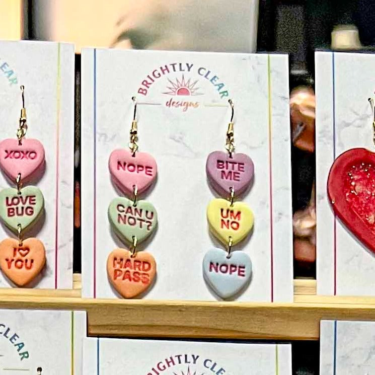 Candy Heart Anti-Vday Earrings