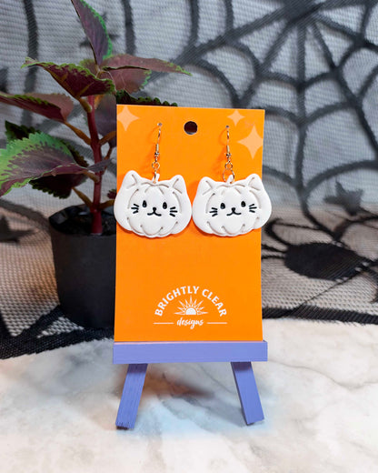 Jack-o'-Lantern Cat Earrings