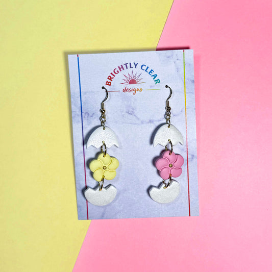 Broken Egg Flower Earrings