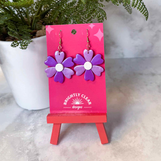 Double Purple Flower Earrings