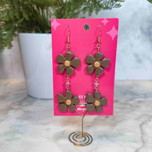 Brown Shimmer Flower Earrings