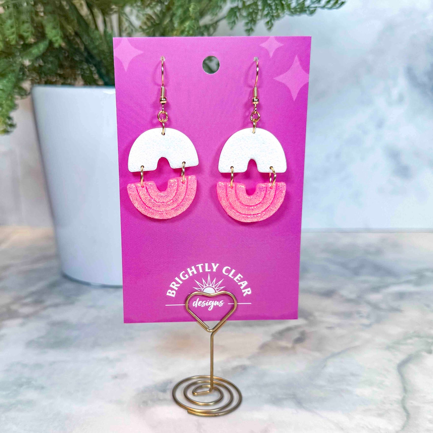 Half Glitter Arch Earrings