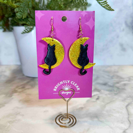 Cat on the Moon Earrings