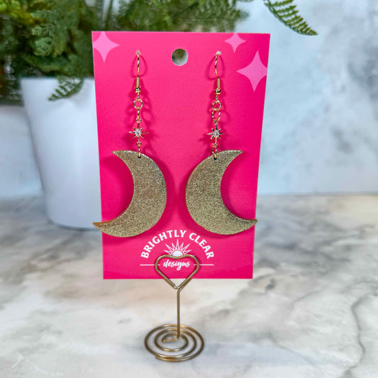 Antique Glitter Moon Earrings