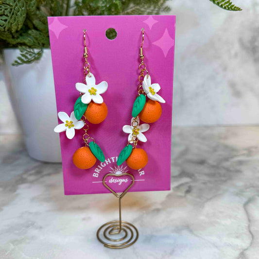 String of Orange Earrings