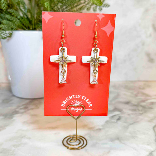 Star of Bethlehem Cross Earrings