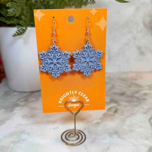 Snowflake Earrings - Dusty Blue