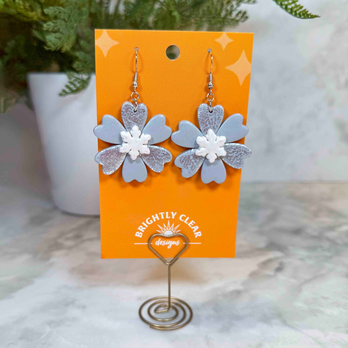 Holiday Flower Earrings - Snowflakes