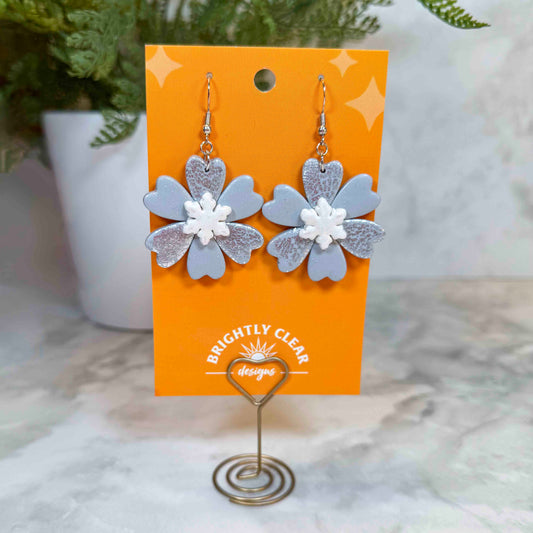 Holiday Flower Earrings - Snowflakes