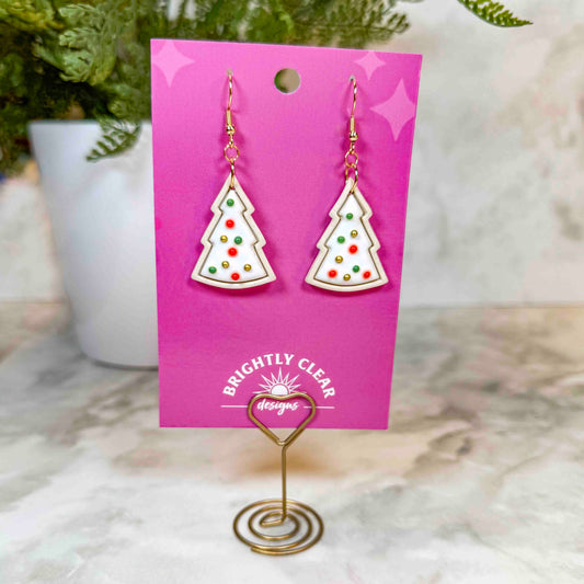 Christmas Tree Sprinkle Cookie Earrings