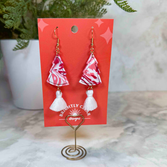 Candy Cane Tree Tassel Earrings