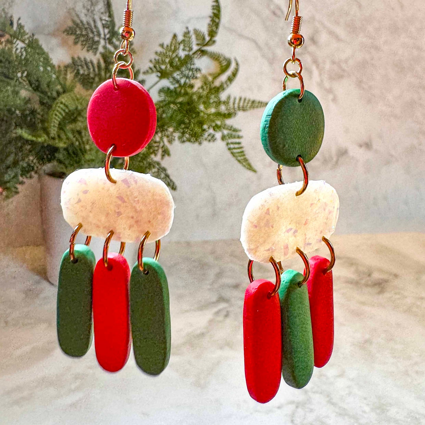 Christmas Opal Dangle Earrings