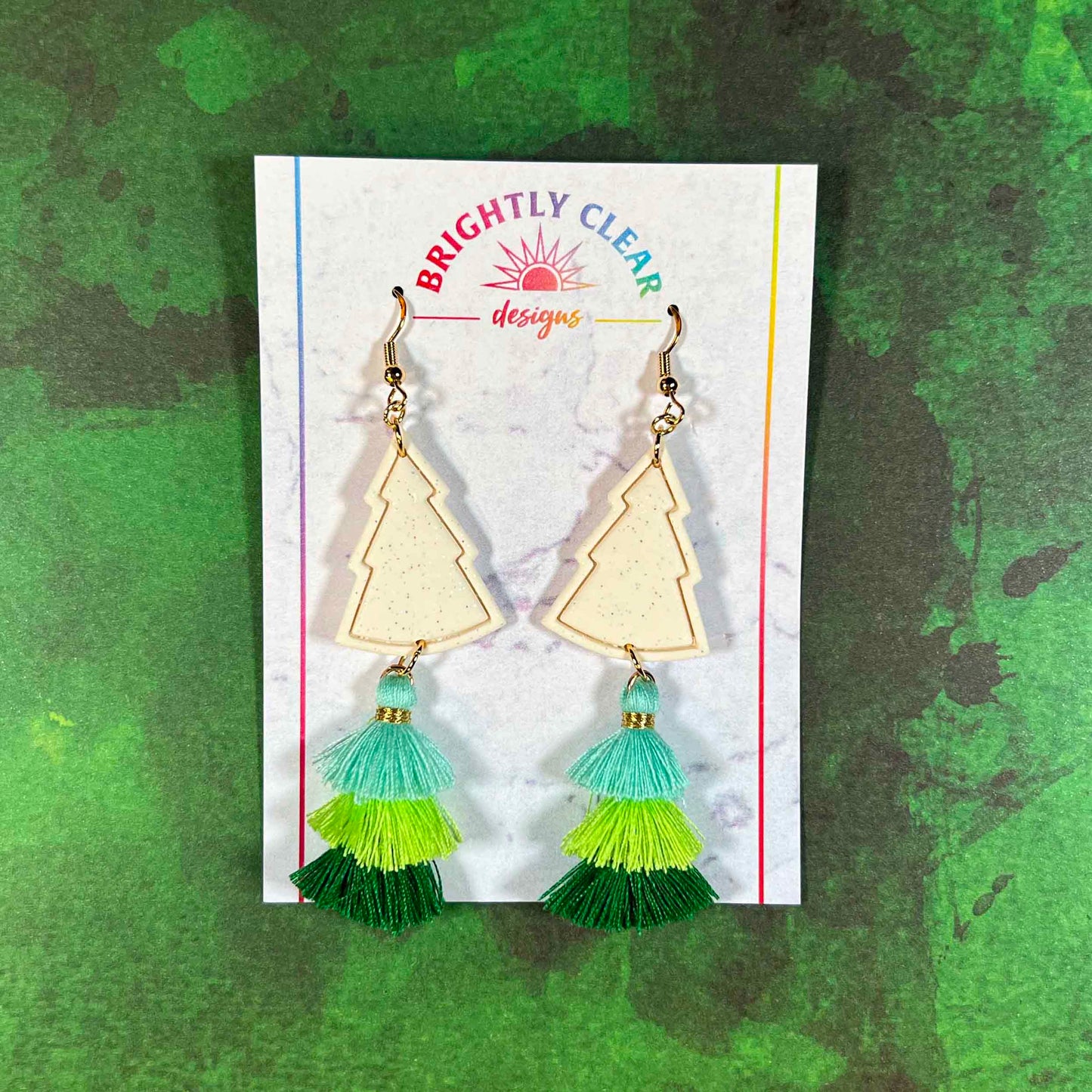 Glitter Tree Tassel Earrings