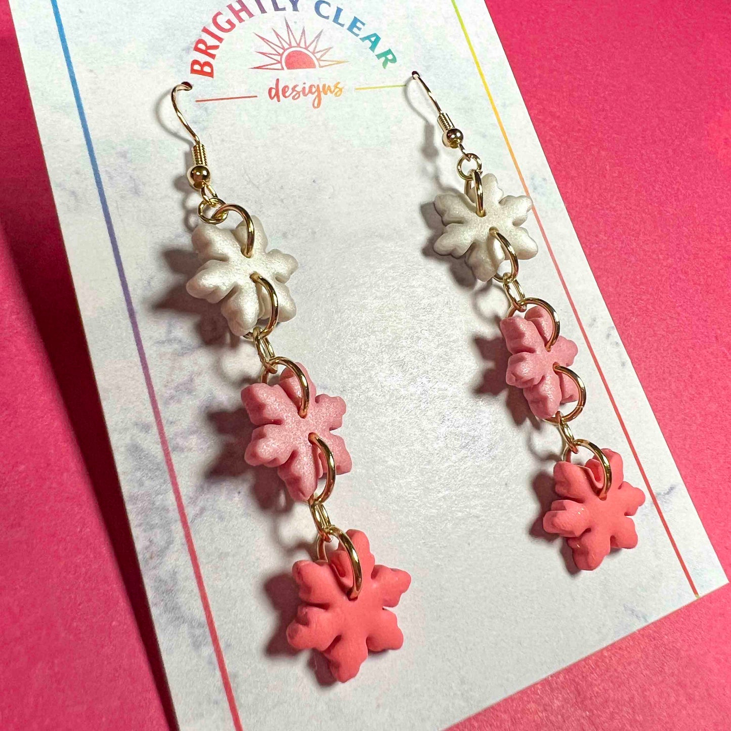 Pink Snowflake Earrings