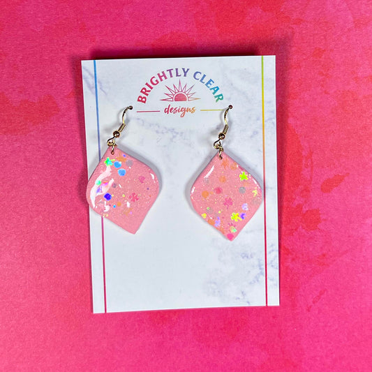 Pink Glitter Snow Earrings