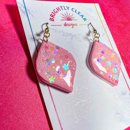 Pink Glitter Snow Earrings