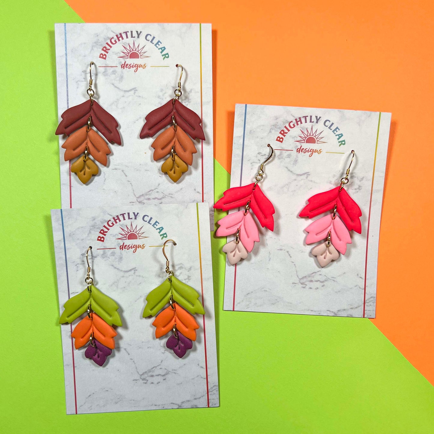 Leaf Tiers, Multi Color Earrings