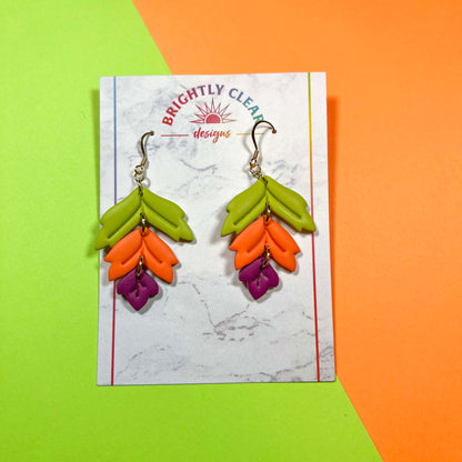 Leaf Tiers, Multi Color Earrings