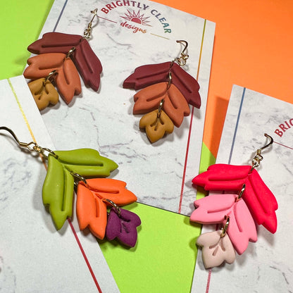 Leaf Tiers, Multi Color Earrings