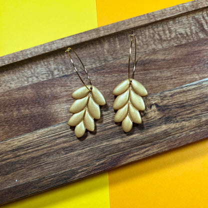 Leafy Gold Hoop Earrings