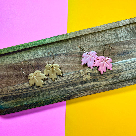 Maple Leaf Hoop Earrings