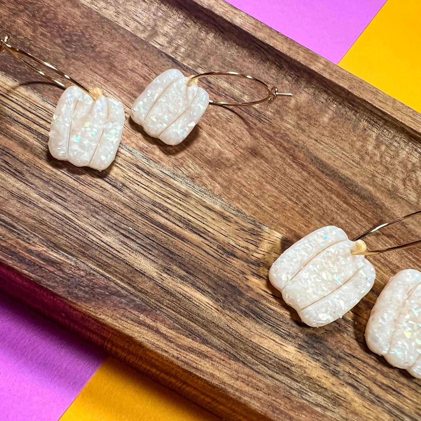 Pumpkin Opal Hoop Earrings