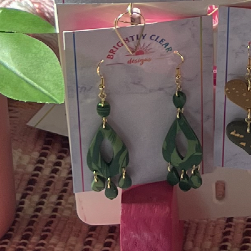 Multi-green Teardrop Earrings