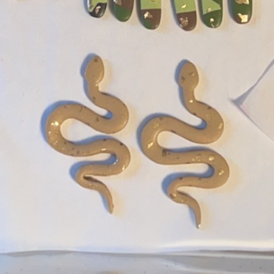 Gold-leaf Snake Earrings