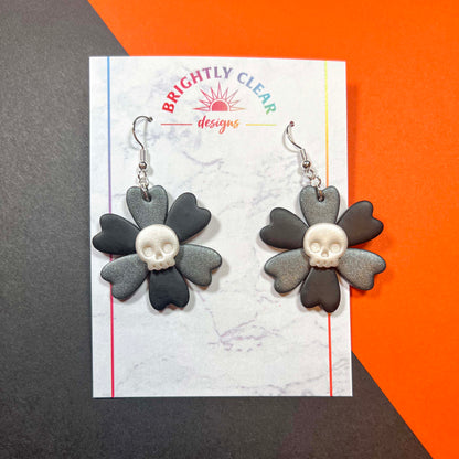 Skull Flower, Halloween Earrings